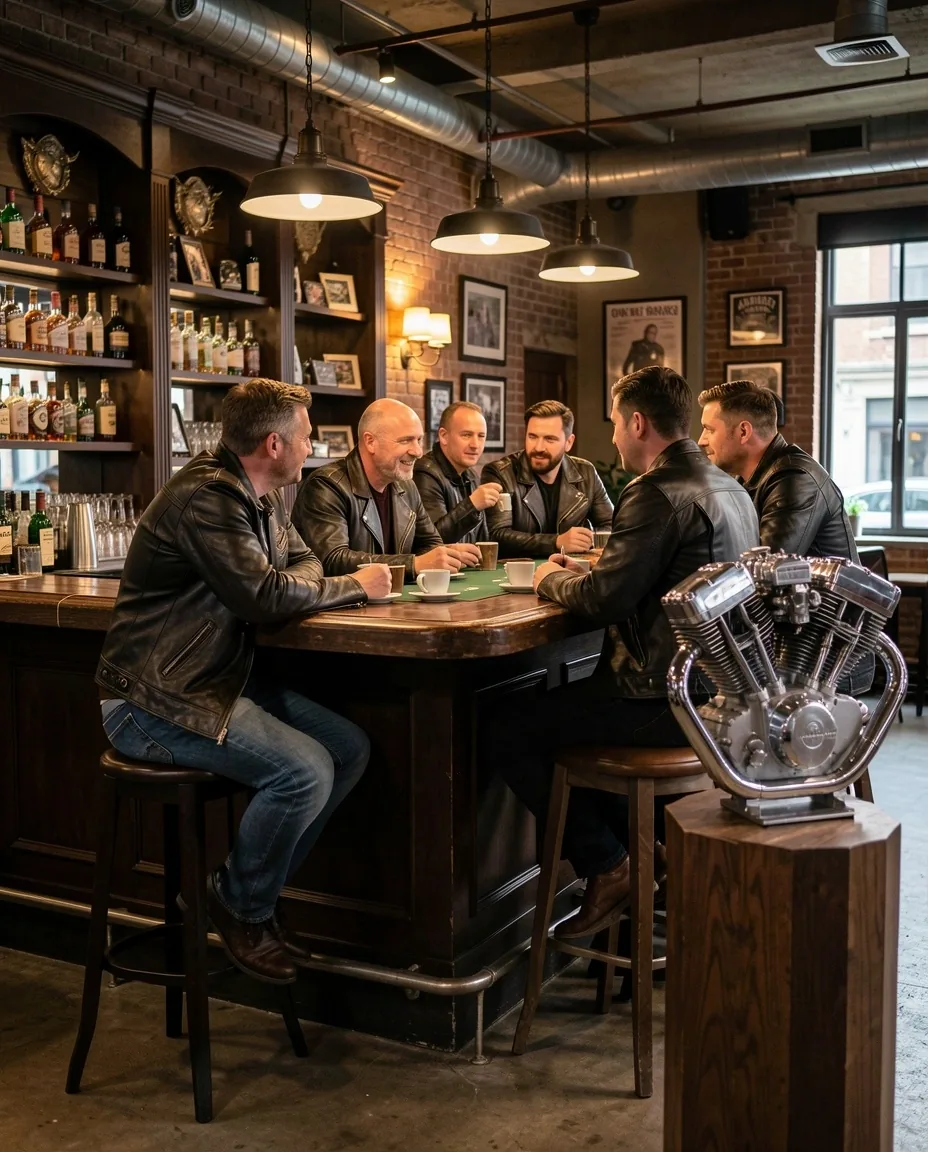 Rencontre entre motards au salon lounge