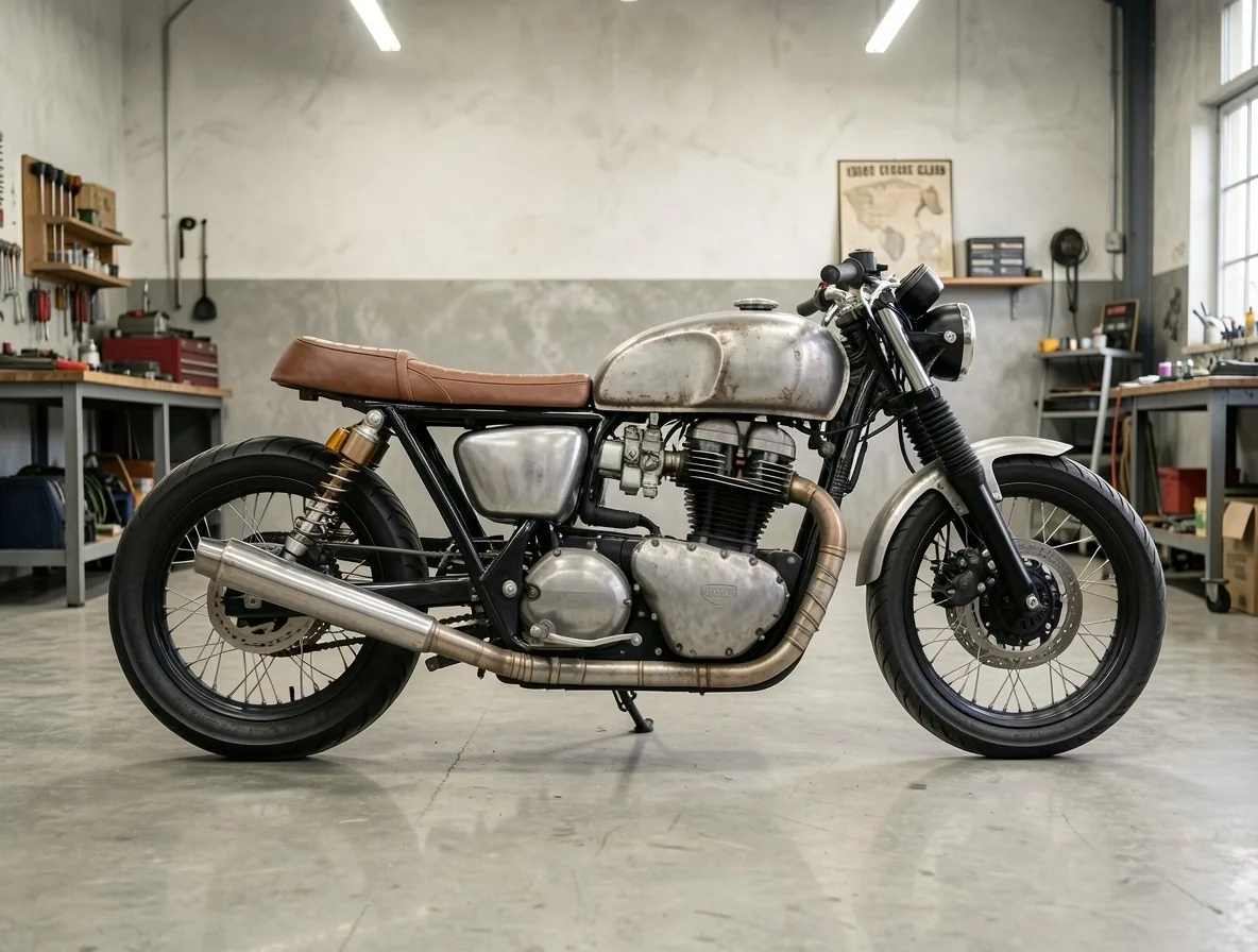 Moto customisée style bratstyle