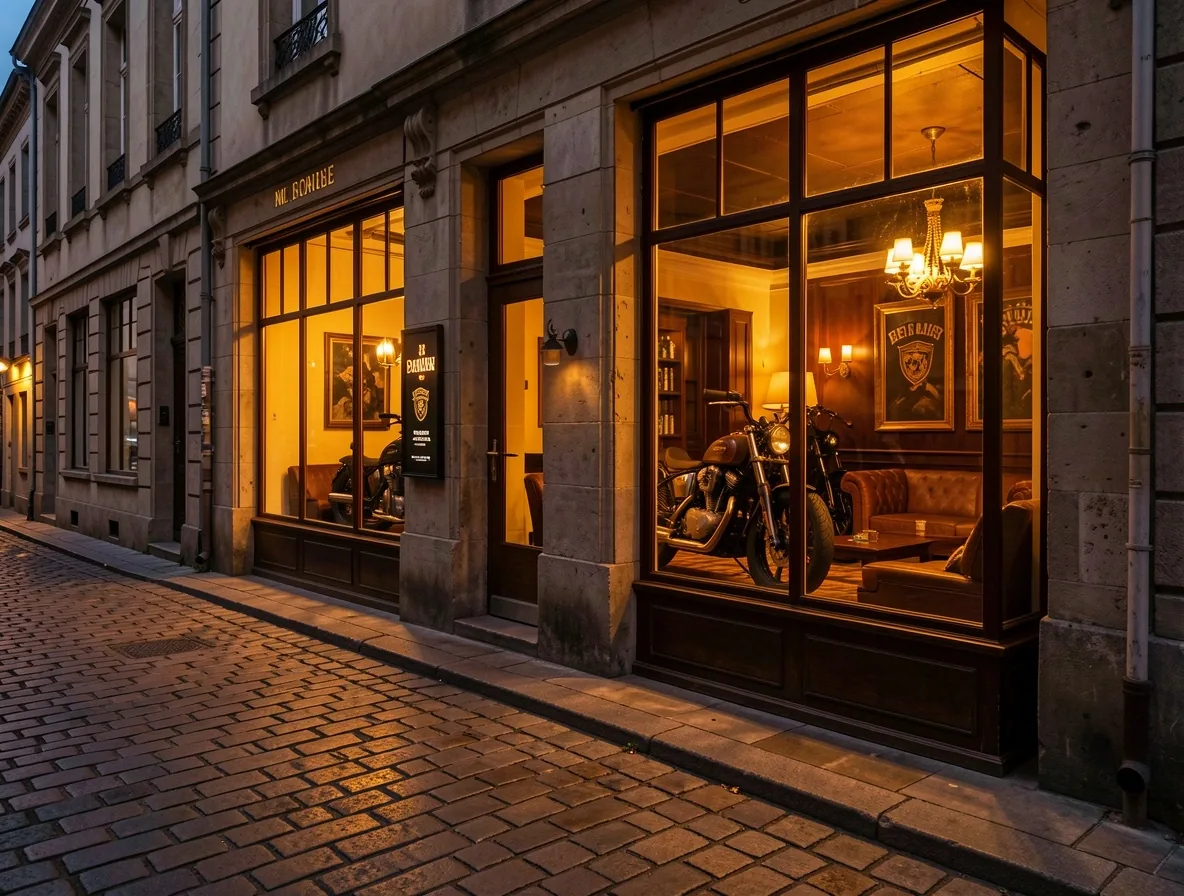 Façade nocturne de La Véloriua au 5 Rue des Clercs à Metz