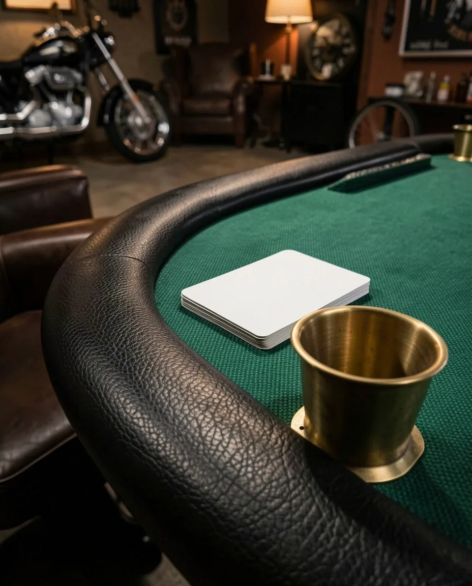 Détail des tables de poker et jetons de La Véloriua
